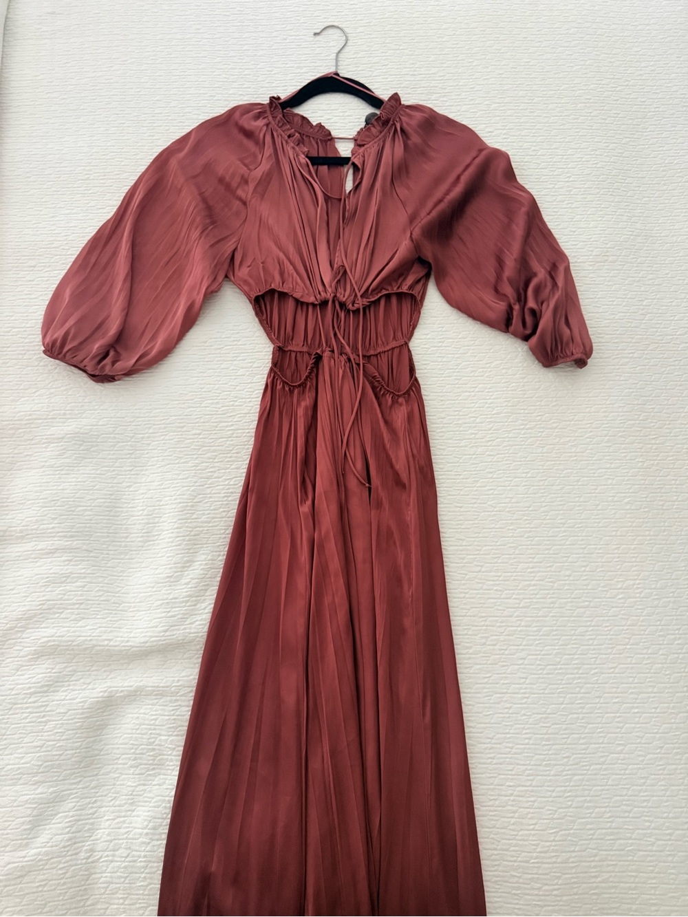 Zara Dusty Pink Long Sleeve Maxi Dress with Cut Outs